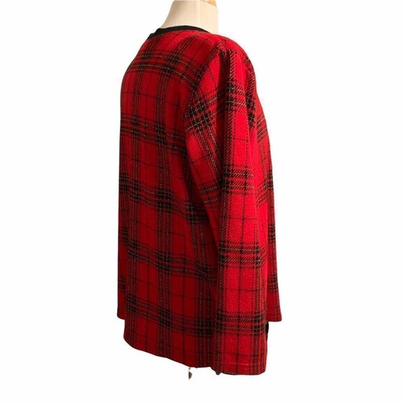 Cathy Daniels red and black plaid with metallic threads with shell attached Lg - Picture 7 of 7